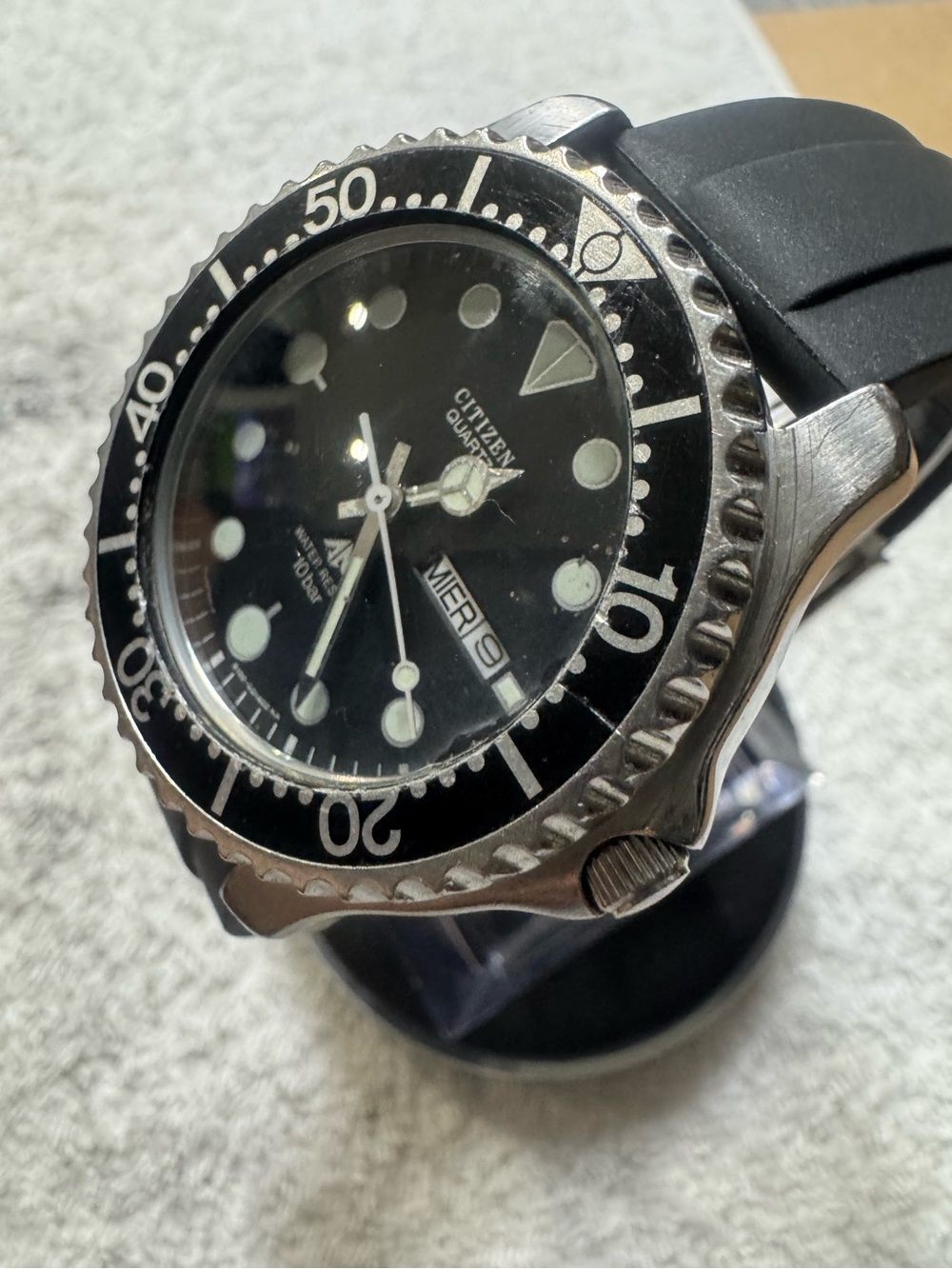 Citizen Men’s Black and Silver Dive Watch with Black Strap